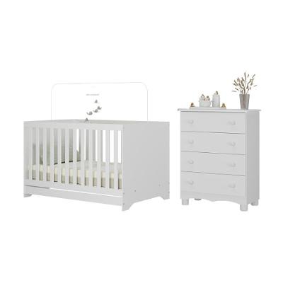 Berço Americano 3 Em 1 Com Cômoda 4 Gavetas Dengo Multimóveis MP4690 Branco