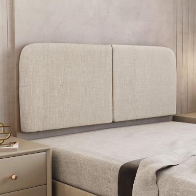 Cabeceira Painel Orgânico Cama Box Casal Padrão Aira 140cm Dobrável Linho Bege - Desk Design