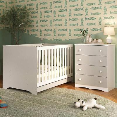Berço Americano 3 Em 1 Com Cômoda 4 Gavetas Realeza Multimóveis MP4689 Branco-off White