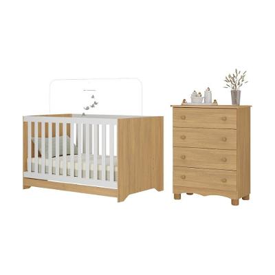 Berço Americano 3 em 1 MP4690 em MDP Branco com Grade Soft para Bebê