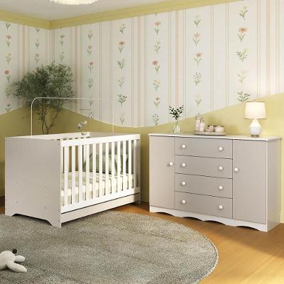 Berço Americano 3 Em 1 Com Cômoda 2 Portas 4 Gavetas Realeza Multimóveis MP4693 Branco-off White