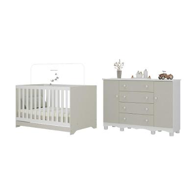 Berço Americano 3 em 1 Mp4694 Mdp Grade Soft Branco-off White para Quarto de Bebê