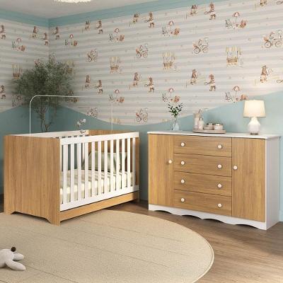 Berço Americano 3 Em 1 Com Cômoda 2 Portas 4 Gavetas Realeza Multimóveis MP4693 Branco-madeirado