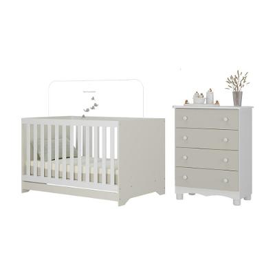 Berço Americano 3 em 1 com Cômoda Dengo MP4690 4 Gavetas MDP 133 cm Branco-off White Multimóveis