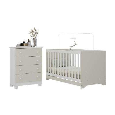 Berço Americano 3 Em 1 Com Cômoda 4 Gavetas Allegra Multimóveis MP4688 Branco-off White