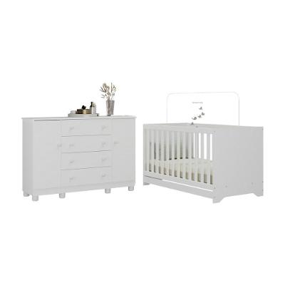 Berço Americano 3 Em 1 Com Cômoda 2 Portas 4 Gavetas Allegra Multimóveis MP4692 Branco