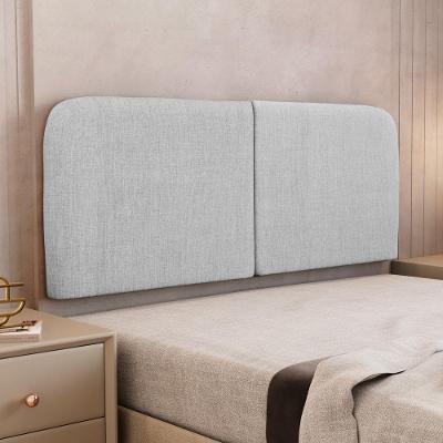 Cabeceira Painel Orgânico Cama Box Queen Size Aira 160cm Dobrável Linho Cinza Claro - Desk Design