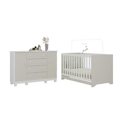 Berço Americano 3 em 1 Mp4692 em Mdp Branco com Grade Soft e Sistema Antitombamento