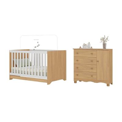Berço Americano 3 em 1 com Cômoda Dengo 1 Porta 4 Gavetas MDP Branco Multimóveis
