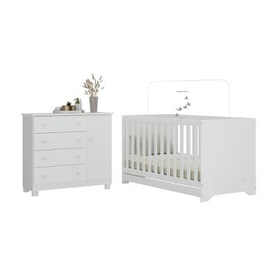 Berço Americano 3 Em 1 Com Cômoda 1 Porta 4 Gavetas Allegra Multimóveis MP4684 Branco