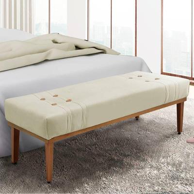 Recamier 1,40m Com Base De Madeira Maciça Em Tecido Veludo Gênova - Lucadi bege