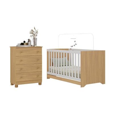 Berço Americano 3 Em 1 Com Cômoda 4 Gavetas Allegra Multimóveis MP4688 Madeirado