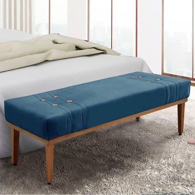 Recamier 1,95m Com Base De Madeira Maciça Em Tecido Veludo Gênova - Lucadi azul