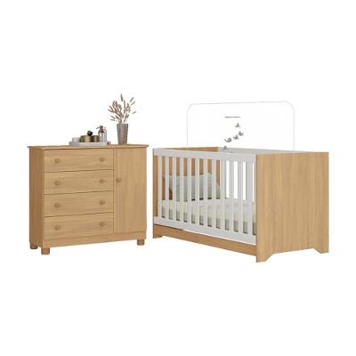 Berço Americano 3 Em 1 Com Cômoda 1 Porta 4 Gavetas Allegra Multimóveis MP4684 Madeirado