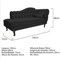 Kit Diva Recamier Diana 130cm Lado Esquerdo e 02 Poltronas Julia Corano Preto - 3