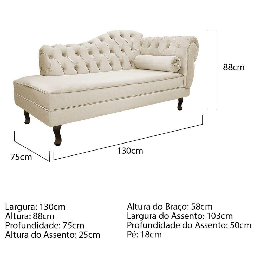 Kit Diva Recamier Diana 130cm Lado Esquerdo e 01 Poltrona Classic Suede Bege - 3