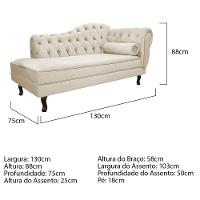 Kit Diva Recamier Diana 130cm Lado Esquerdo e 01 Poltrona Classic Suede Bege - 3