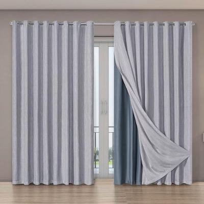 Cortina Tecido Blecaute Com Voil Gaze De Linho 4,00m X 2,70m 100% Poliéster - Cinza