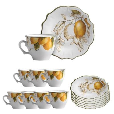 Jogo 8 Xícara De Café De Cerâmica Branca Com Pires Linha Toscana Scalla 100ml