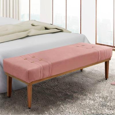 Recamier 1,95m Com Base De Madeira Maciça Em Tecido Veludo Gênova - Lucadi Rosa