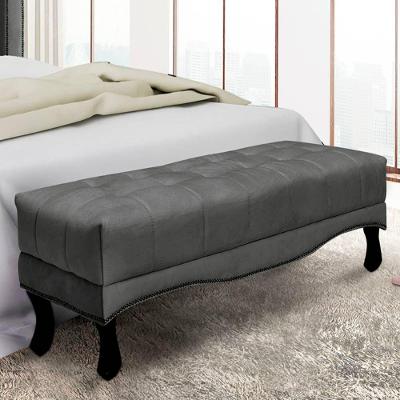 Recamier 0,90m Com Pés Luiz Xv E Acabamento Luxo Em Tecido Suede Vicenza - Lucadi Cinza