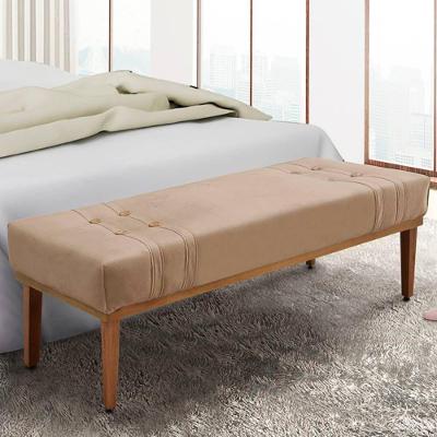 Recamier 0,90m Com Base De Madeira Maciça Em Tecido Suede Gênova - Lucadi Bege