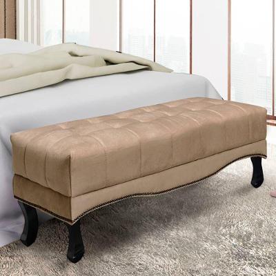 Recamier 0,90m Com Pés Luiz Xv E Acabamento Luxo Em Tecido Suede Vicenza - Lucadi Bege