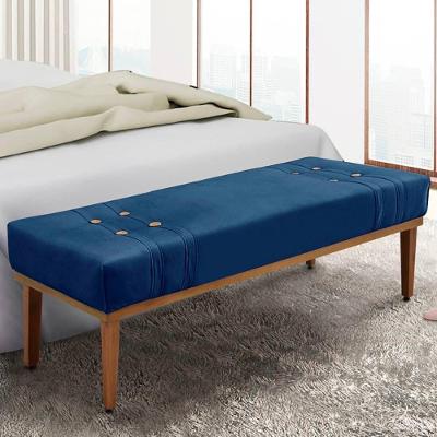 Recamier 1,60m Com Base De Madeira Maciça Em Tecido Suede Gênova - Lucadi Azul