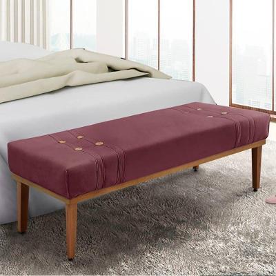 Recamier 1,40m Com Base De Madeira Maciça Em Tecido Veludo Gênova - Lucadi Vinho