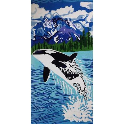 Toalha De Praia Margex Microfibra Estampada Golfinho 73cm X 145m Azul