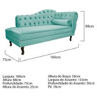 Kit Diva Recamier Diana 160cm Lado Esquerdo e 02 Poltronas Julia Suede Azul Tiffany - 6