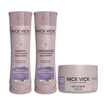 Kit Nick Vick Liso Extremo Shampoo Condicionador E Máscara