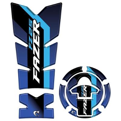 Kit Protetor De Tanque E Bocal Resinado 3d Yamaha Fazer Fz25 2025-2026 Azul Azul