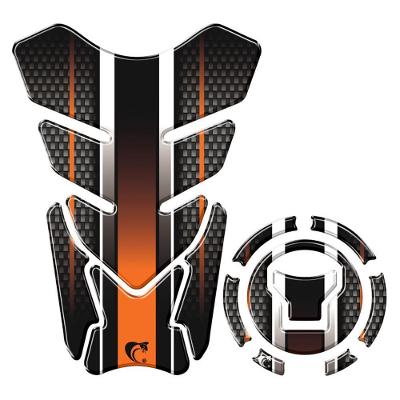 Adesivo Resinado Protetor Tanque E Bocal Moto Honda Acima 2018 Carbono Laranja Laranja