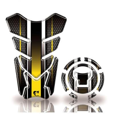 Adesivo Resinado Protetor Tanque E Bocal Moto Honda Acima 2018 Carbono Amarelo Amarelo