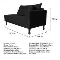 Kit Diva Recamier Azura 185cm Lado Esquerdo e 02 Poltronas Classic Suede Preto