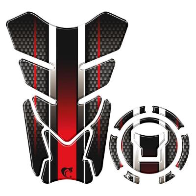Adesivo Resinado Protetor Tanque E Bocal Moto Honda Acima 2018 Carbono Vermelho Vermelho