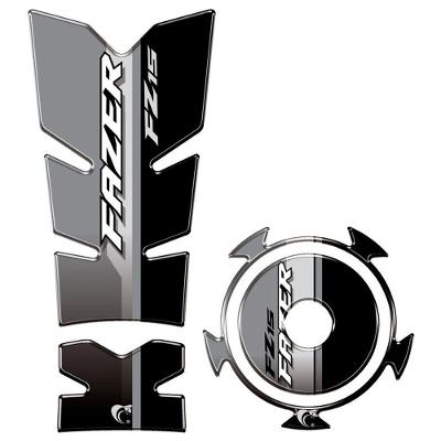 Kit Adesivo Protetor Tanque E Bocal Resinado Yamaha Fz15 2025-2026 Preto Preto