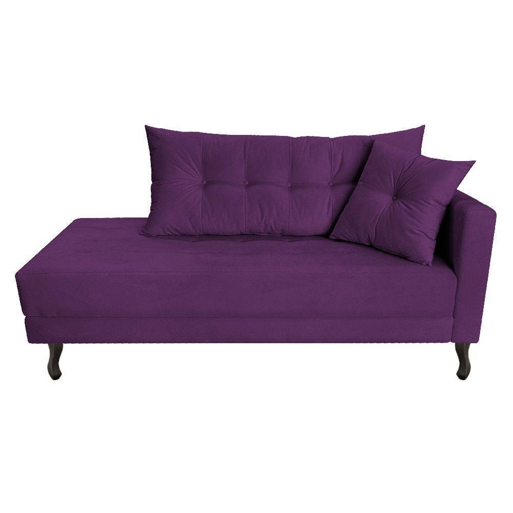 Kit Diva Recamier Azura 185cm Lado Esquerdo e 02 Poltronas Classic Suede Roxo - 6