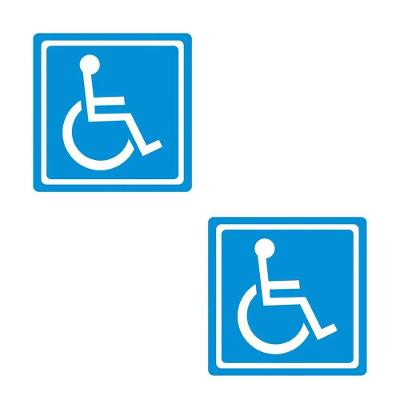 Kit 2 Unidades Adesivo Sem Resina Cadeirante Porta Carro Casa Banheiro 15x15 Cm Azul