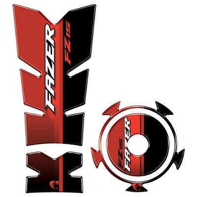 Adesivo Protetor Tanque E Bocal Resinado Yamaha Fz15 2025-2026 Vermelho Preto