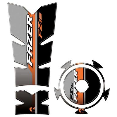 Adesivo Protetor Tanque E Bocal Resinado Yamaha Fz15 2025-2026 Cinza Laranja Preto