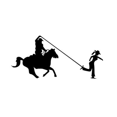 Adesivo Cavalo Cowboy Laço Mulher Casal Country Sertanejo Preto