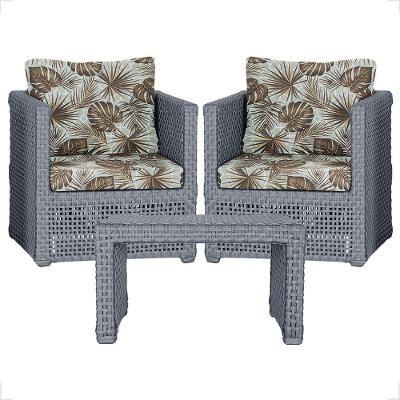 Mesa E 2 Poltronas Madri Corda Náutica Estofado 6 Trama Prata