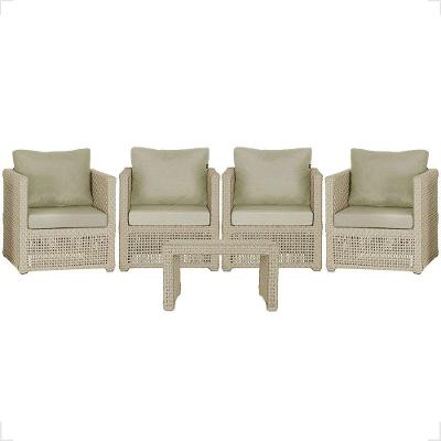 Mesa E 4 Poltronas Madri Corda Náutica Estofado 7 Trama Rami