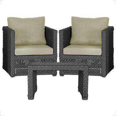 Mesa E 2 Poltronas Madri Corda Náutica Estofado 7 Trama Preto