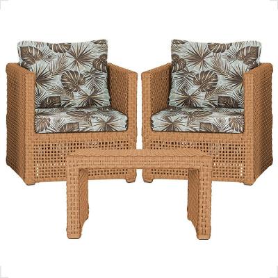 Mesa E 2 Poltronas Madri Corda Náutica Estofado 6 Trama Terra Cota