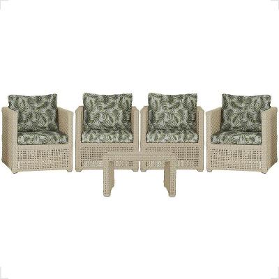 Mesa E 4 Poltronas Madri Corda Náutica Estofado 5 Trama Rami