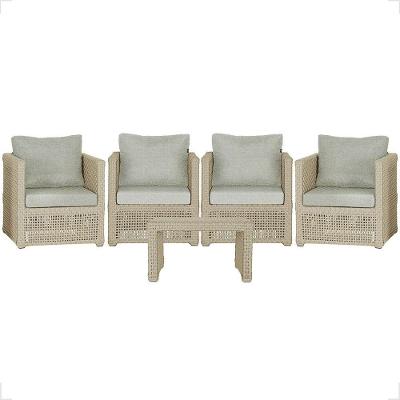 Mesa E 4 Poltronas Madri Corda Náutica Estofado 3 Trama Rami