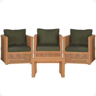 Mesa E 3 Poltronas Madri Corda Náutica Estofado 13 Trama Terra Cota